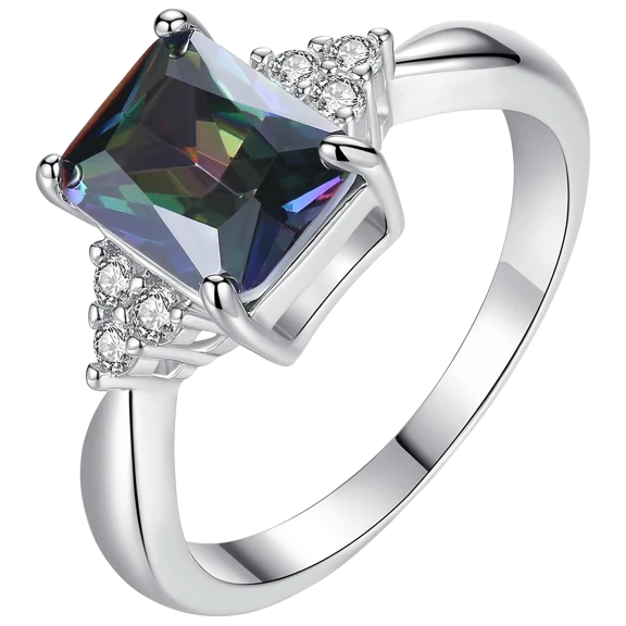 Hollywood Sensation 2.5 Cttw Princess Cut Mystic Topaz CZ Ring