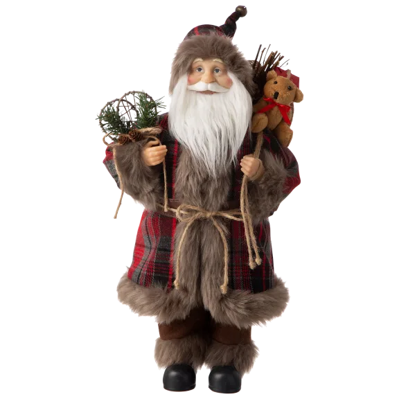 Gltizhome 18" Plaid Santa Figurine