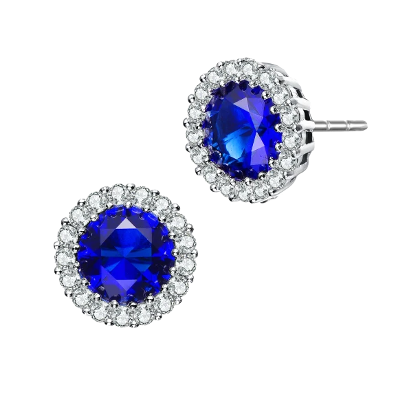 Megan Walford Lab Created Sapphire and Champagne Diamond Earrings