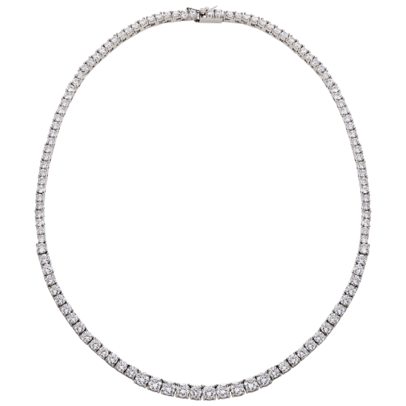 Savvy Cie Sterling Silver Graduated CZ Tennis Necklace