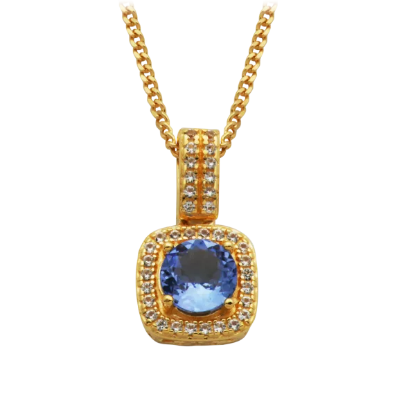 Morgan & Paige 14K Gold Tanzanite Halo Pendant