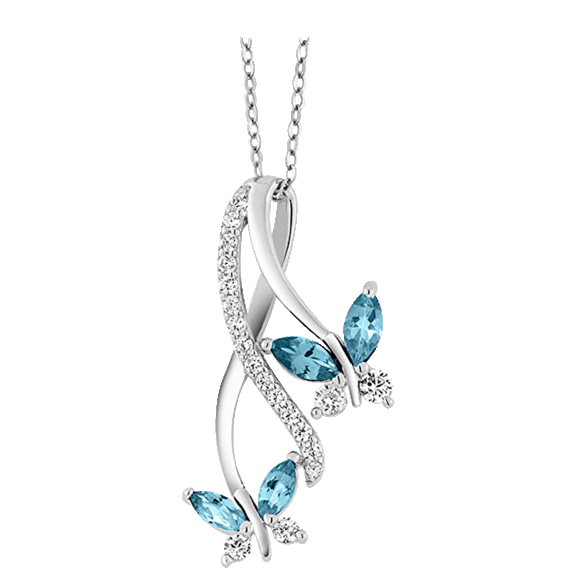 Golden NYC Jewelry White Gold Plated Dangling Drop Pendant Necklace