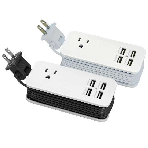 4-Port USB and Single AC Outlet Charging Station