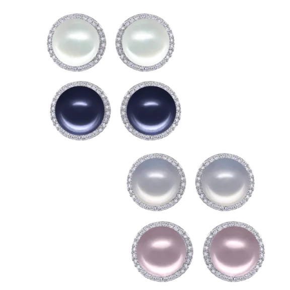 ROSE ATOLL COLLECTION Evermore Diamond Encrusted Pearl Earrings Set (2 Pairs)