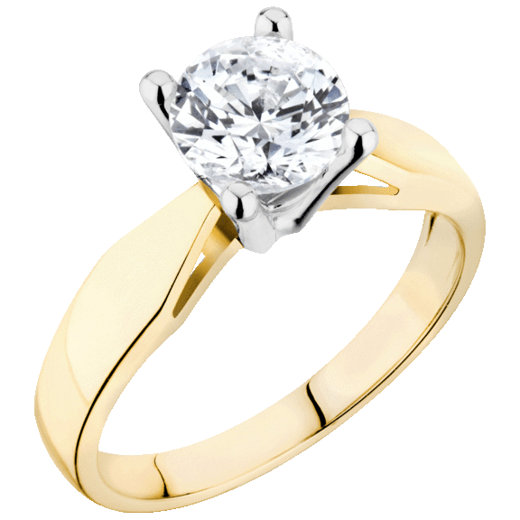 Gilo Pearls Diamond Solitaire Ring Set 14K Gold in Carats .07 Ct - .19 Ct