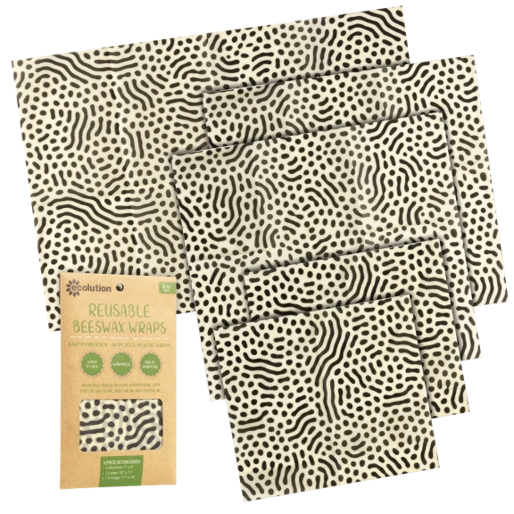 Ecolution 5-Piece Reusable Beeswax Food Storage Wraps