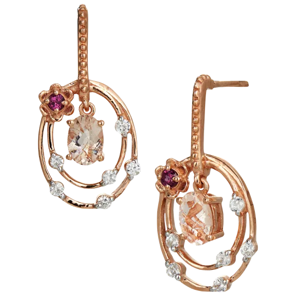Savvy Cie Genuine Morganite And Rhodolite Garnet Drop Earrings