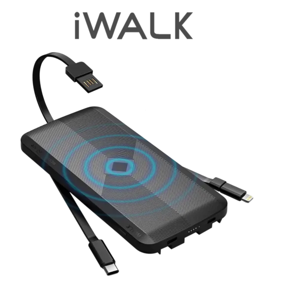 iWalk Scorpion Air 8000 mAh Power Bank with Integrated Cables and Qi Charging