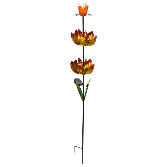 Exhart Solar Triple Red Lotus Spinner