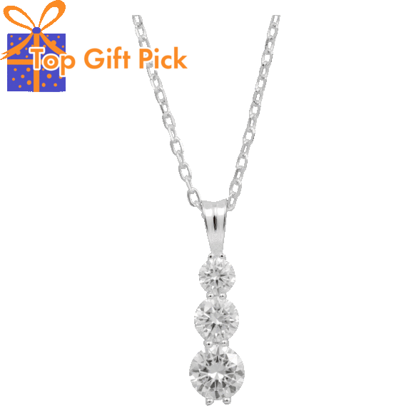 Savvy Cie 1 1/2 Carat TW Three Stone Moissanite Necklace