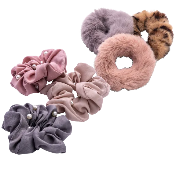 3-Pack Zoe Ayla Pearl or Faux Fur Scrunchies