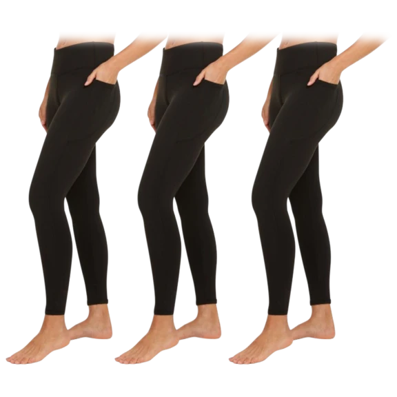 3-Pack: Nextex Apparel Women's High-Waist Active Leggings with Pockets