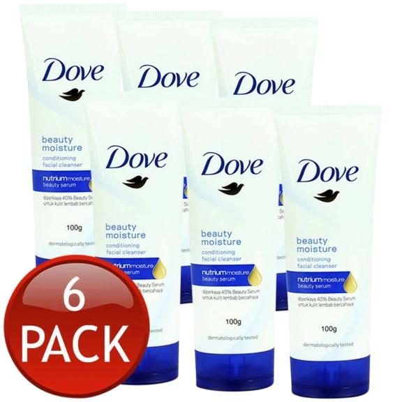 6-Pack: Dove Soft Smooth Beauty Serum Moisture Conditioning Facial Cleanser