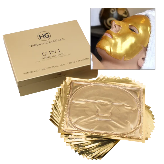 Hollywood Gold 24K Facial Treatment Mask 12-in-1 Box