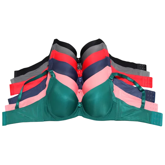 6-Pack: Angelina Wired Padded T-Shirt Bras with Wide Wings