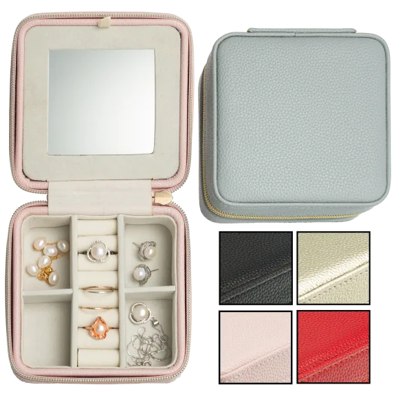 Croft Avenue Travel Jewelry Case with Mirror, Hidden Compartment and Tassel