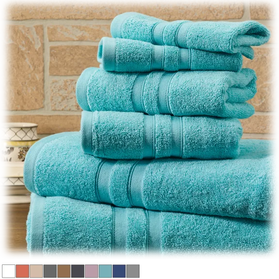 Bibb Home 6-Piece Egyptian Cotton Towel Set
