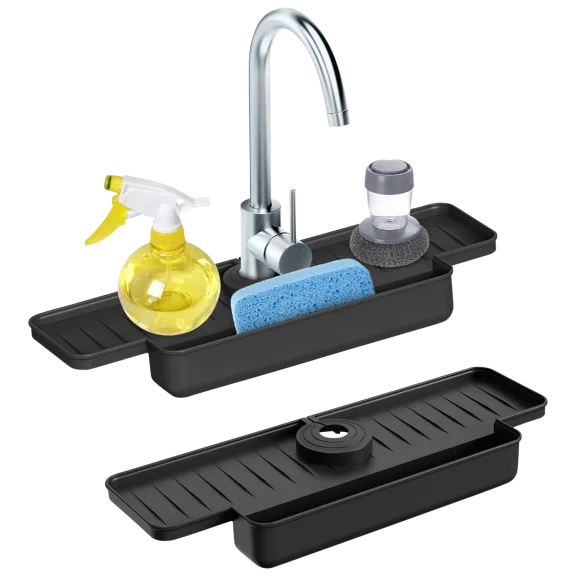 Cheer Collection Silicone Faucet Draining Mat With Soap Holder