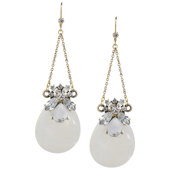 Mother of Pearl and Crystal Cluster Earrings