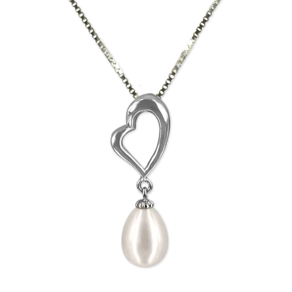 SUNSHINE COAST COLLECTION “I Love You” 18K White Gold Filled Pearl Pendant