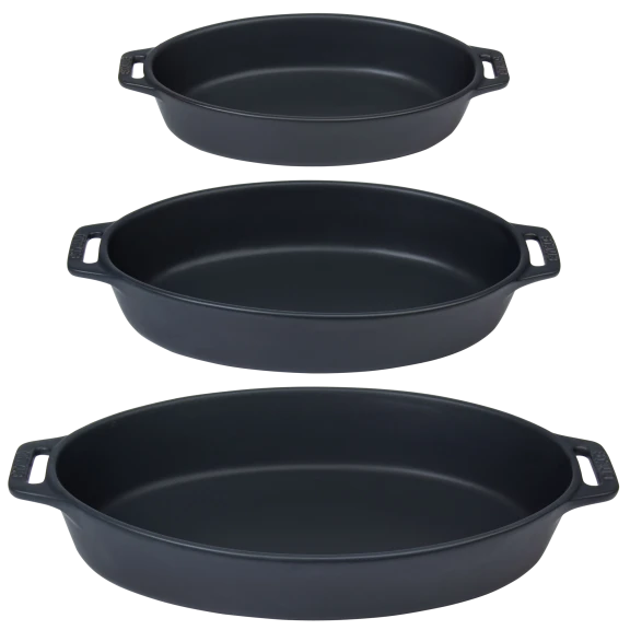 Staub Ceramic Oval Matte Black Baking Dish
