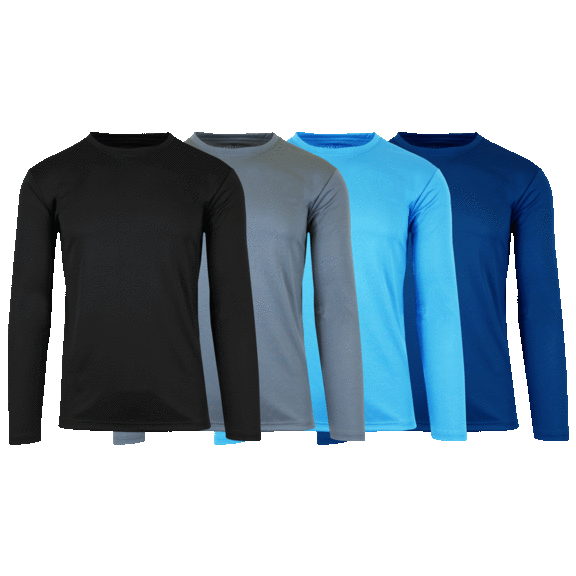 4-Pack: Men's Moisture Wicking Long Sleeve Performance Crew Tees