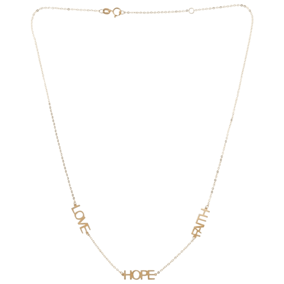 Tamborat Jewelry Love Hope Faith Gold Charm Necklace
