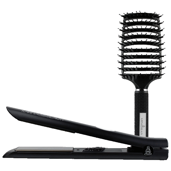 Zen Titanium Flat Iron w/ LCD Digital Display + Detangle Brush