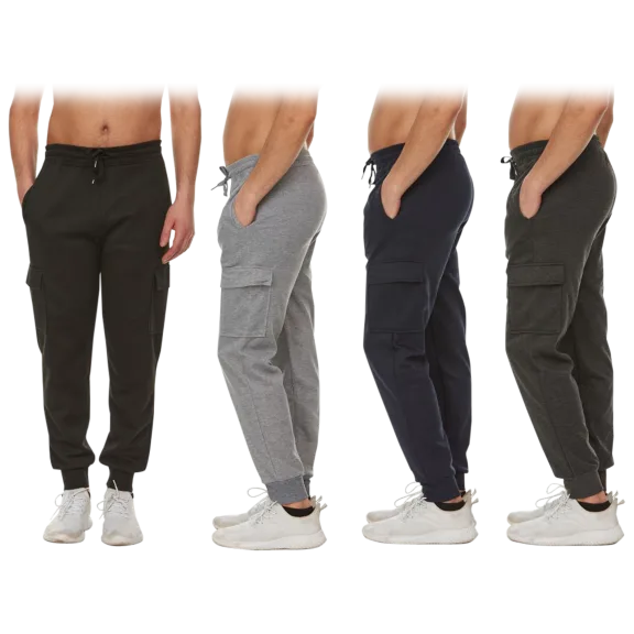 3-Pack: Men's Jogger Pants with Cargo Pockets