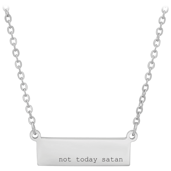Steeltime "Not Today Satan" Stainless Steel Bar Necklace
