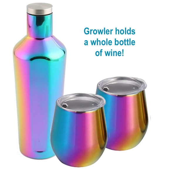 Cambridge Rainbow Wine Tumblers and Growler