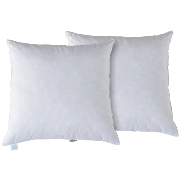 2-Pack: Martha Stewart 233 Thread Count Cotton Euro-square Feather Pillows