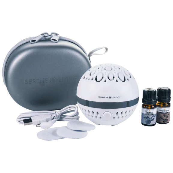Serene Living Portable Aromatherapy Diffuser with Essential Oils and Travel Case