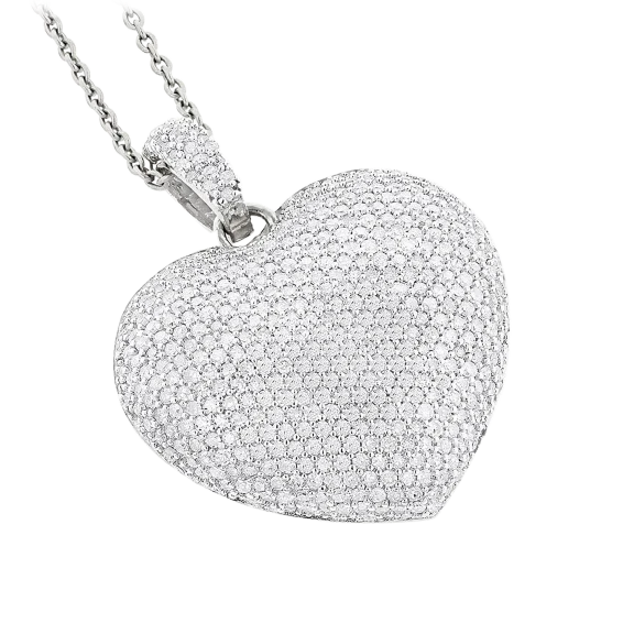 Niss & Niflaot Jewelry 10K White Gold Plated Micro Pave Heart Necklace
