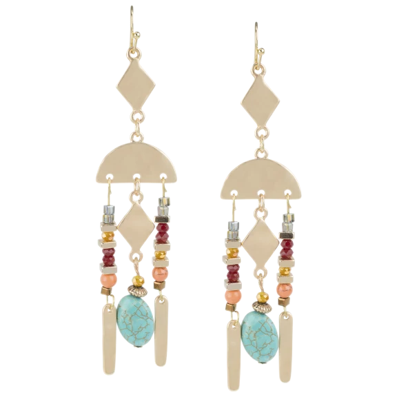 Colorful Beaded Geometric Earrings