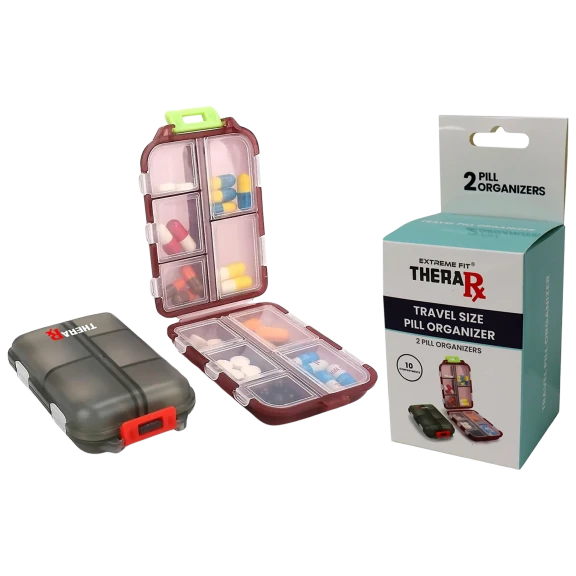 2-Pack: Thera Rx Portable Pill Case Weekly Travel Pill Organizer