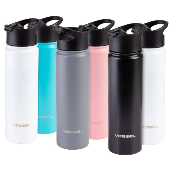 2-Pack: VESSEL 22oz Double-Wall Stainless Steel Hot/Cold Bottles