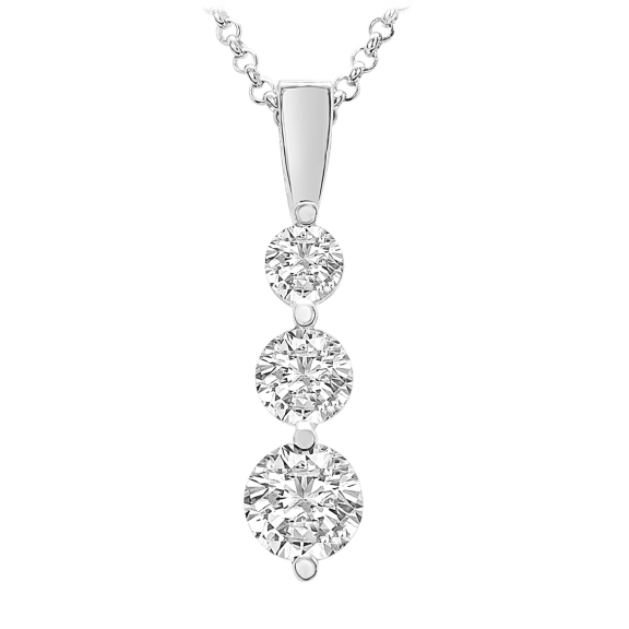 1 1/2 Carat TW Moissanite Three Stone Necklace in Sterling Silver