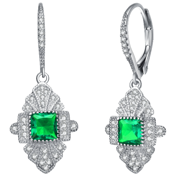 Genevive Sterling Silver Princess Cubic Zirconia Leverback Earrings