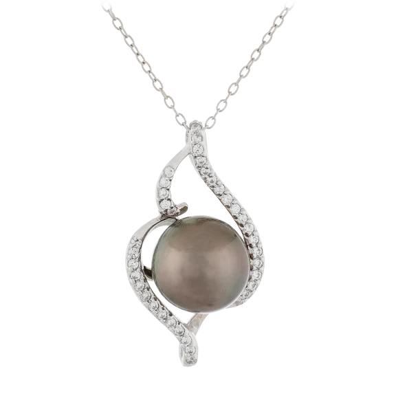 Splendid Pearls Tahitian Pearl Silver Pendant 10-11mm Pearl
