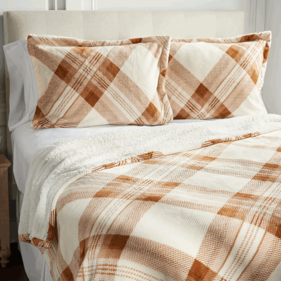 Berkshire Printed Plaid Bonded Dobby Coverlet