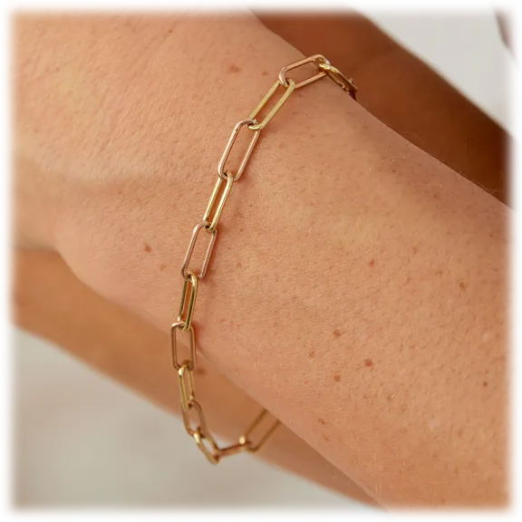 Savvy Cie Sterling Silver Two Tone Rose And Gold Paperclip Bracelet