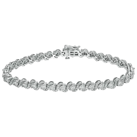 Diamond Muse 1 Carat TW Genuine Diamond "S" Link Bracelet in Sterling Silver