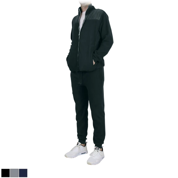 2-Piece: Men's Polar Fleece Sweater Jacket & Jogger Sweatpants Set
