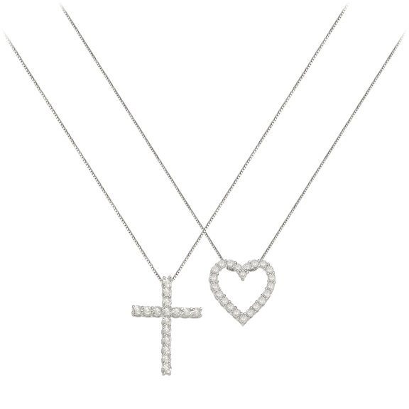 Diamond Muse Diamond Pendant Necklace (Cross or Heart)