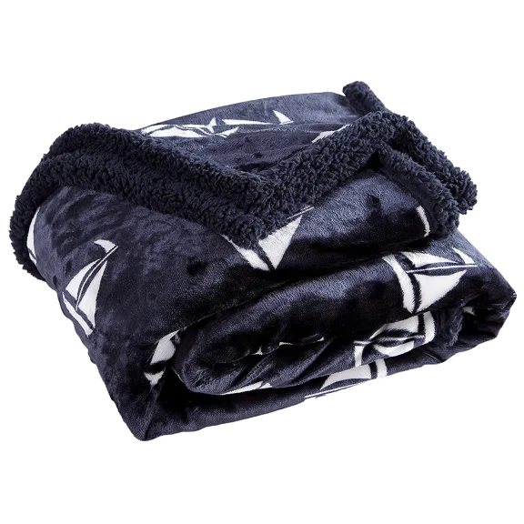 Lala+Bash Coleman Navy Sailboat Sherpa Throw