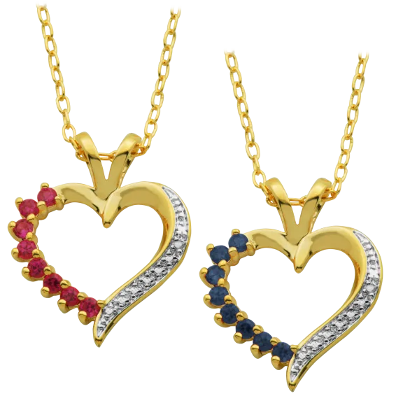 18K Gold-Plated Gemstone Pendant with Diamond Accent