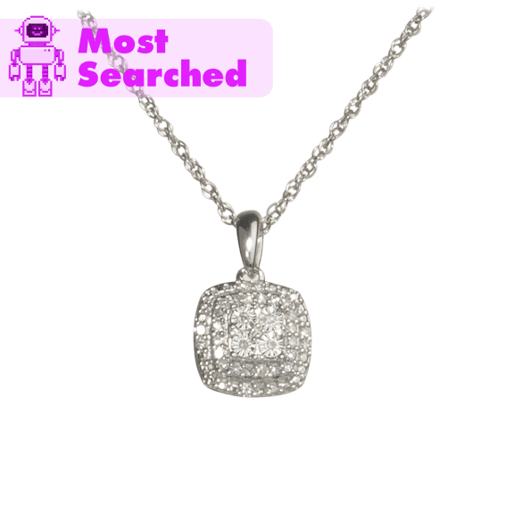 Brilliant Diamonds 1/10 Carat TW Double Halo Diamond Illusion Pendant Necklace