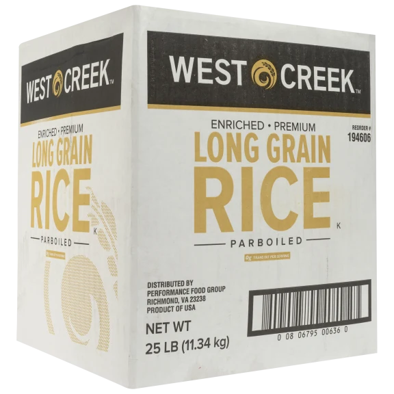 25lb Case of West Creek Parboiled Long Grain Rice (1 unit of 25lb)