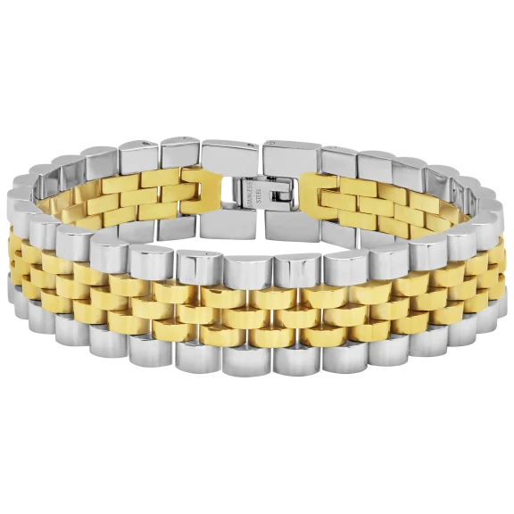 Rox & Rose Chunky Watch Chain Bracelet with Dual Gold & Silver Tone